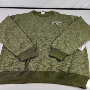 Up North WI Mens Isaacs Designs Sweatshirt Crew Green Heathered Neck L New